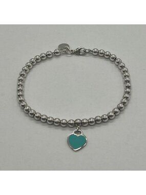 Tiffany & Co Return to Blue Heart Tag Bead Bracelet